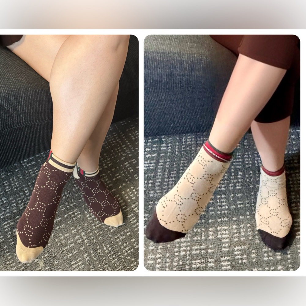 2 Pairs Sale-Cream and Brown Knit Ankle Socks